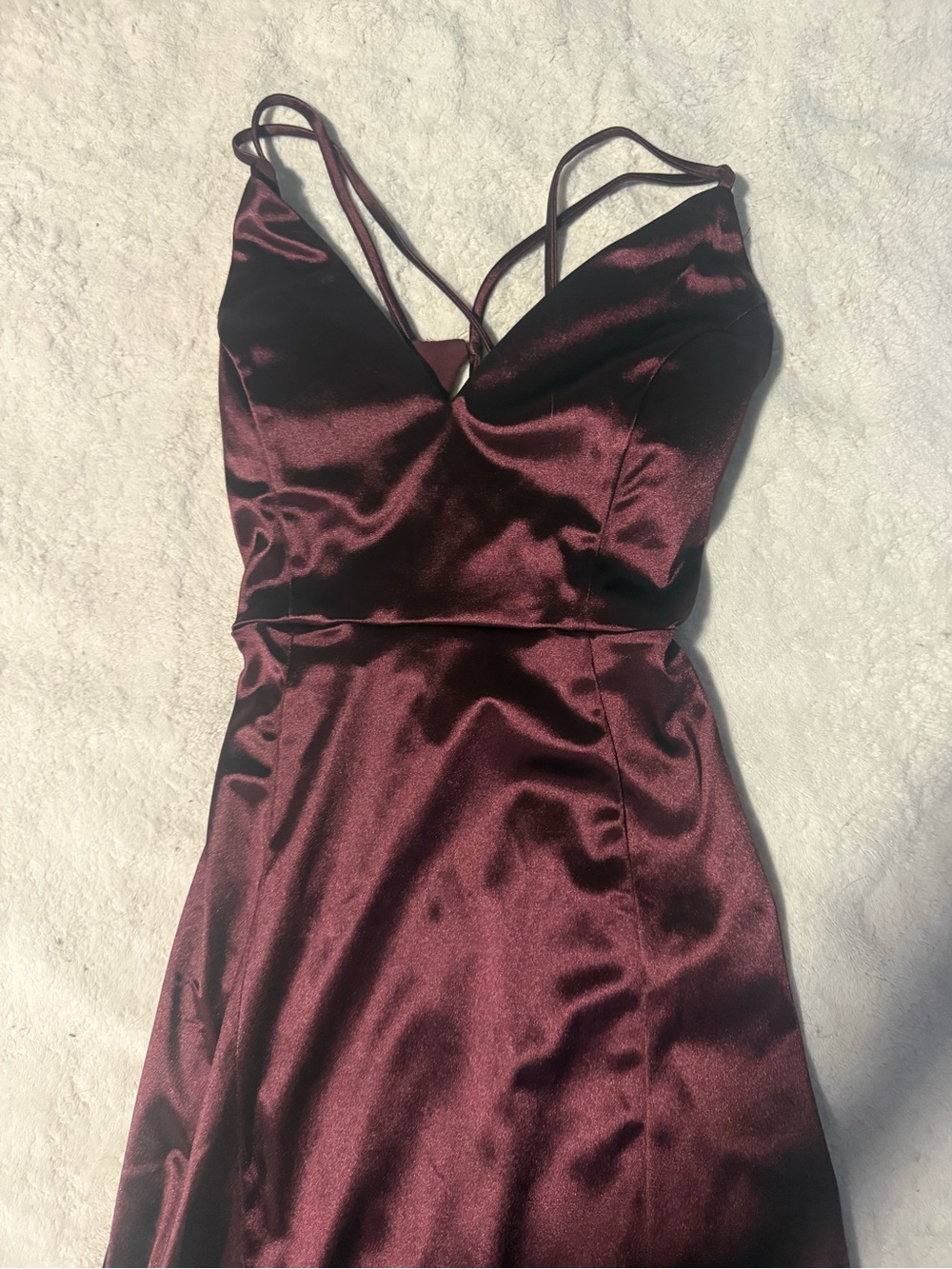Windsor Burgundy Satin Maxi Dress - Picture 2 of 4